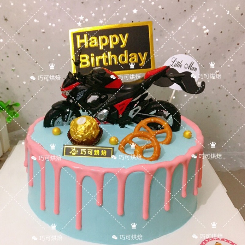 父親節摩托車蛋糕裝飾擺件仿真合金滑行機車怪獸模型男神生日禮物-細節圖7