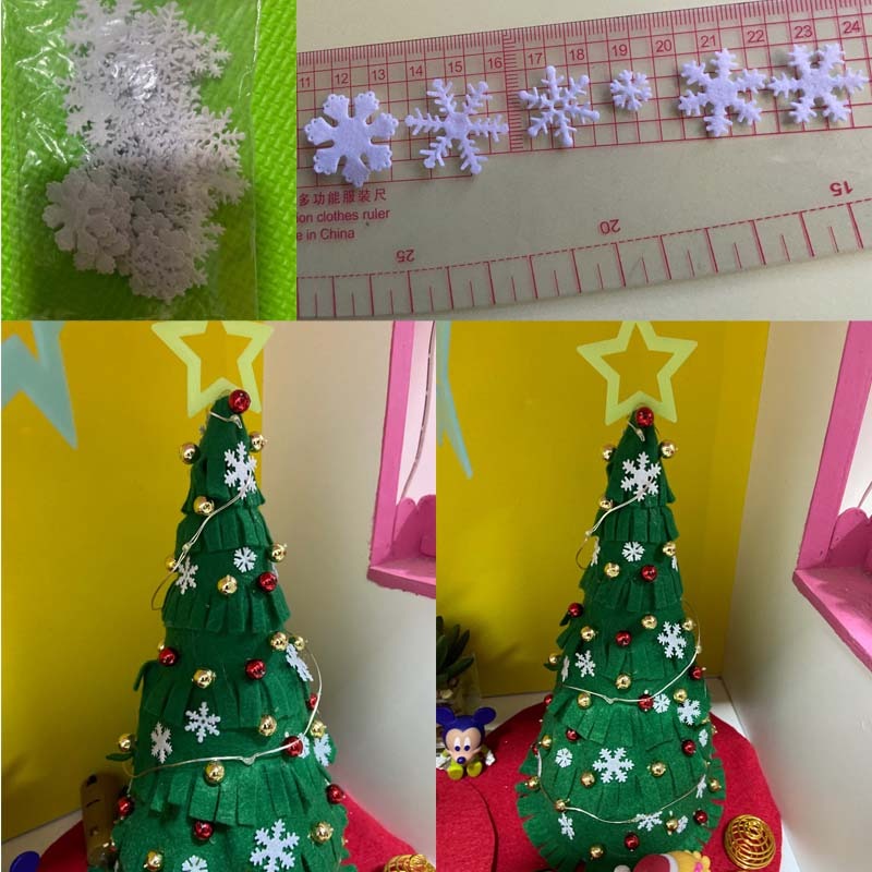 無紡布白色雪花聖誕節裝飾粘貼配件DIY手工藝創作材料包100/包-細節圖3