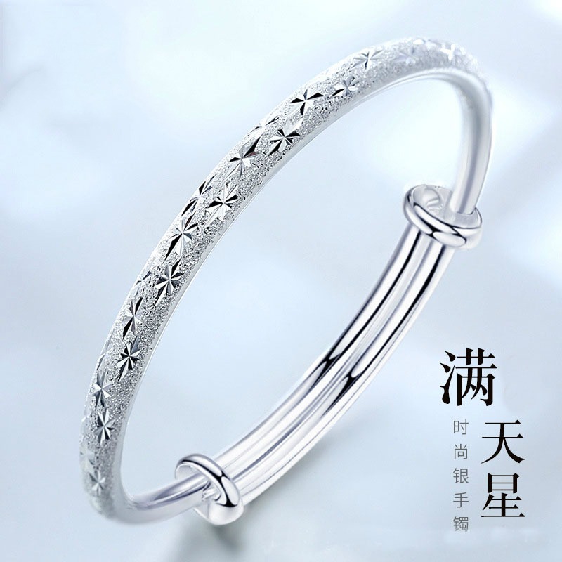 滿天星銀手鐲女鍍銀手飾女生銀鐲子年輕款情人節禮物送女友-細節圖5