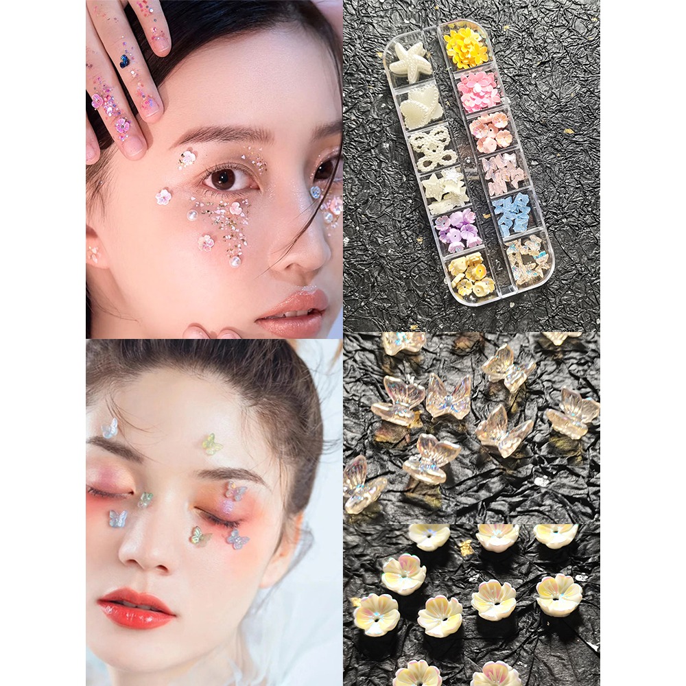 臉部貼鉆妝面珍珠貼化妝水滴閃鉆貼臉飾品面部裝飾新娘妝美甲貼飾-細節圖4