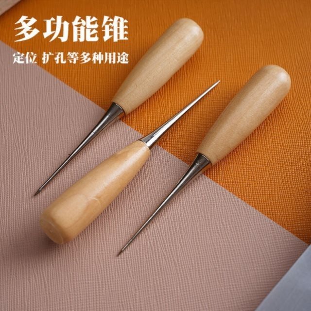 千枚通實木木柄錐子羊毛氈戳戳樂皮具DIY材料工具-細節圖9