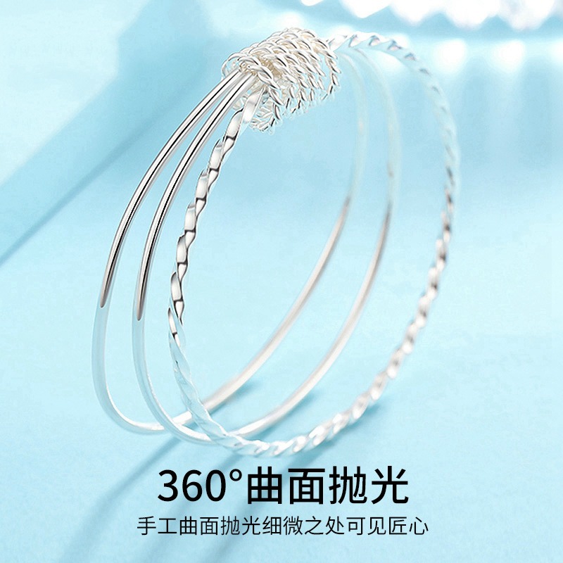 三生三世銀手鐲女銀年輕款銀飾銀鐲子情人節禮物送女友-細節圖5
