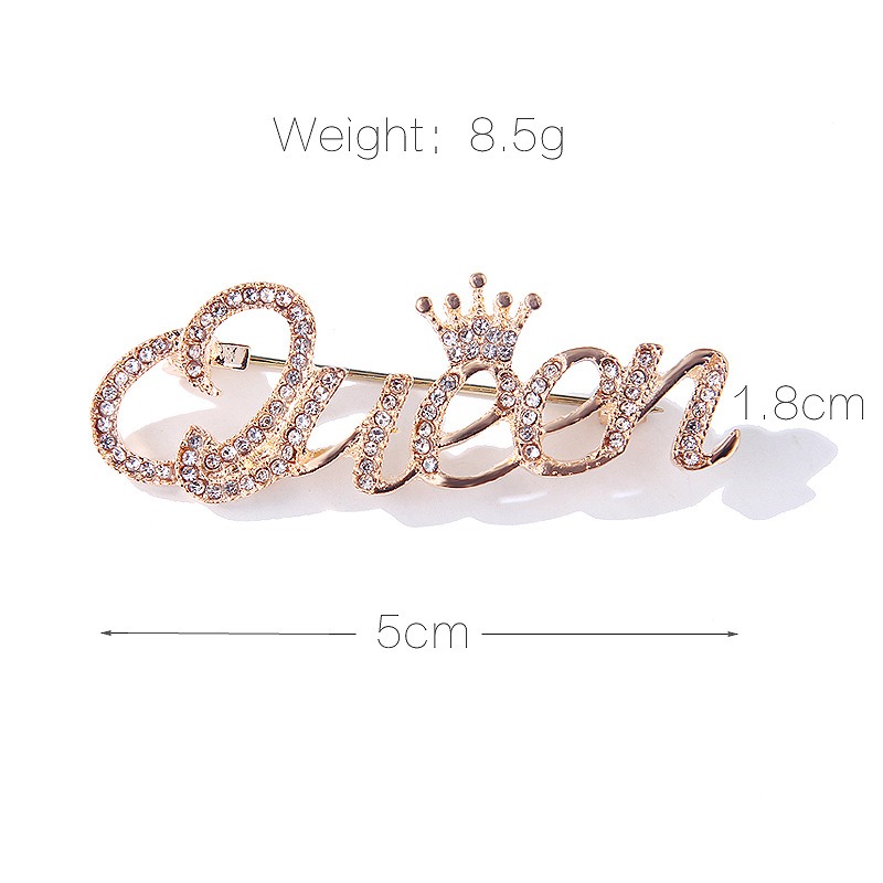 日韓百搭字母胸針鑲鉆字母Queen胸針女氣質西裝外套別針配飾送禮-細節圖2