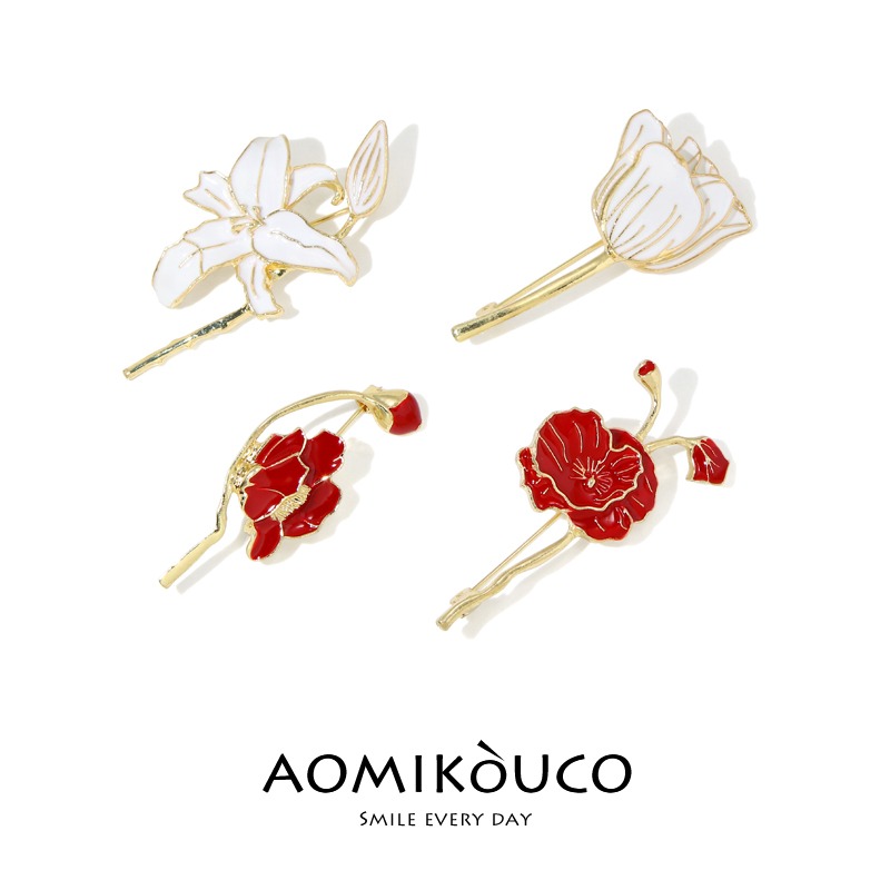 莫奈花園百合鬱金香波斯菊胸針文藝花朵胸花女西裝別針配飾品-細節圖4