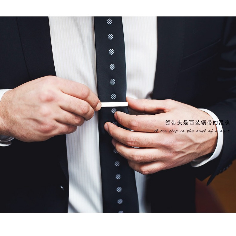 男士銀色領帶夾商務正裝簡約男女別針韓版保安領夾時尚-細節圖6