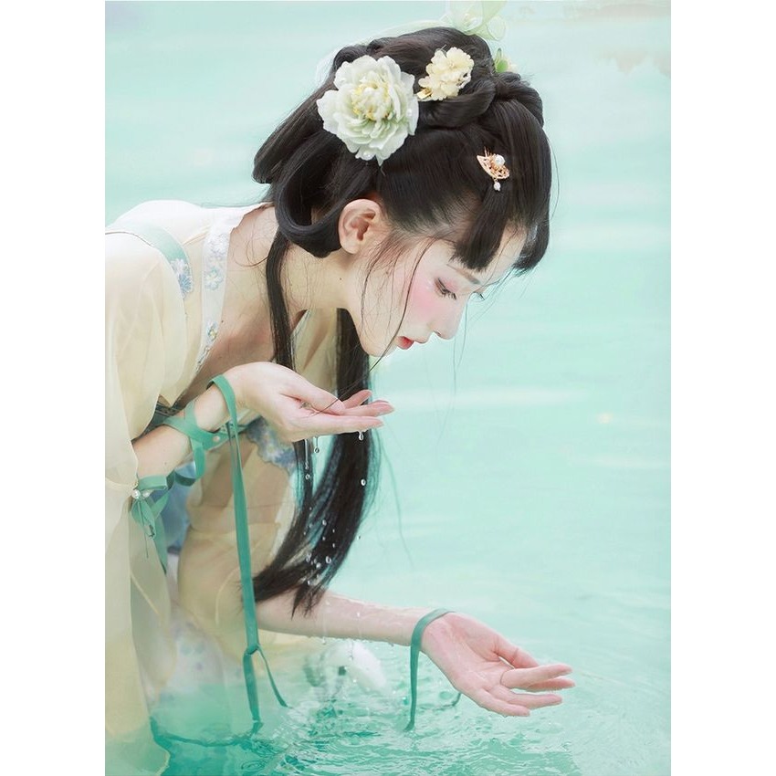 古裝漢服前額仿真影視攝影女古風COS寫真假發貼片齊眉穗側邊劉海-細節圖10