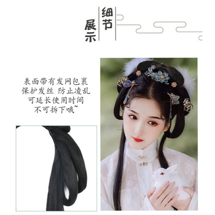 古風漢服假發一體式發箍盤發頭飾古代造型古裝明制日常發包軟發髻-細節圖7