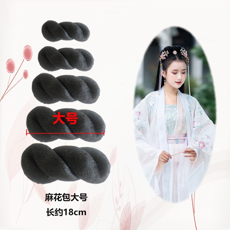 古裝假發無底麻花發包全發絲軟8字包漢服日常仙女發髻cos造型-細節圖9