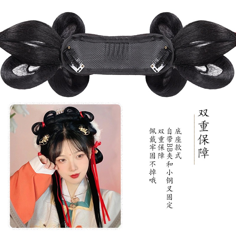 漢服假發包古裝一體式懶人發箍女古風明製造型新手日常墊發發髻-細節圖3