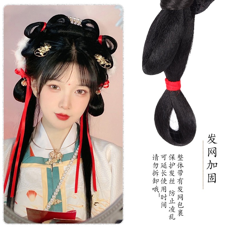 漢服假發包古裝一體式懶人發箍女古風明製造型新手日常墊發發髻-細節圖4