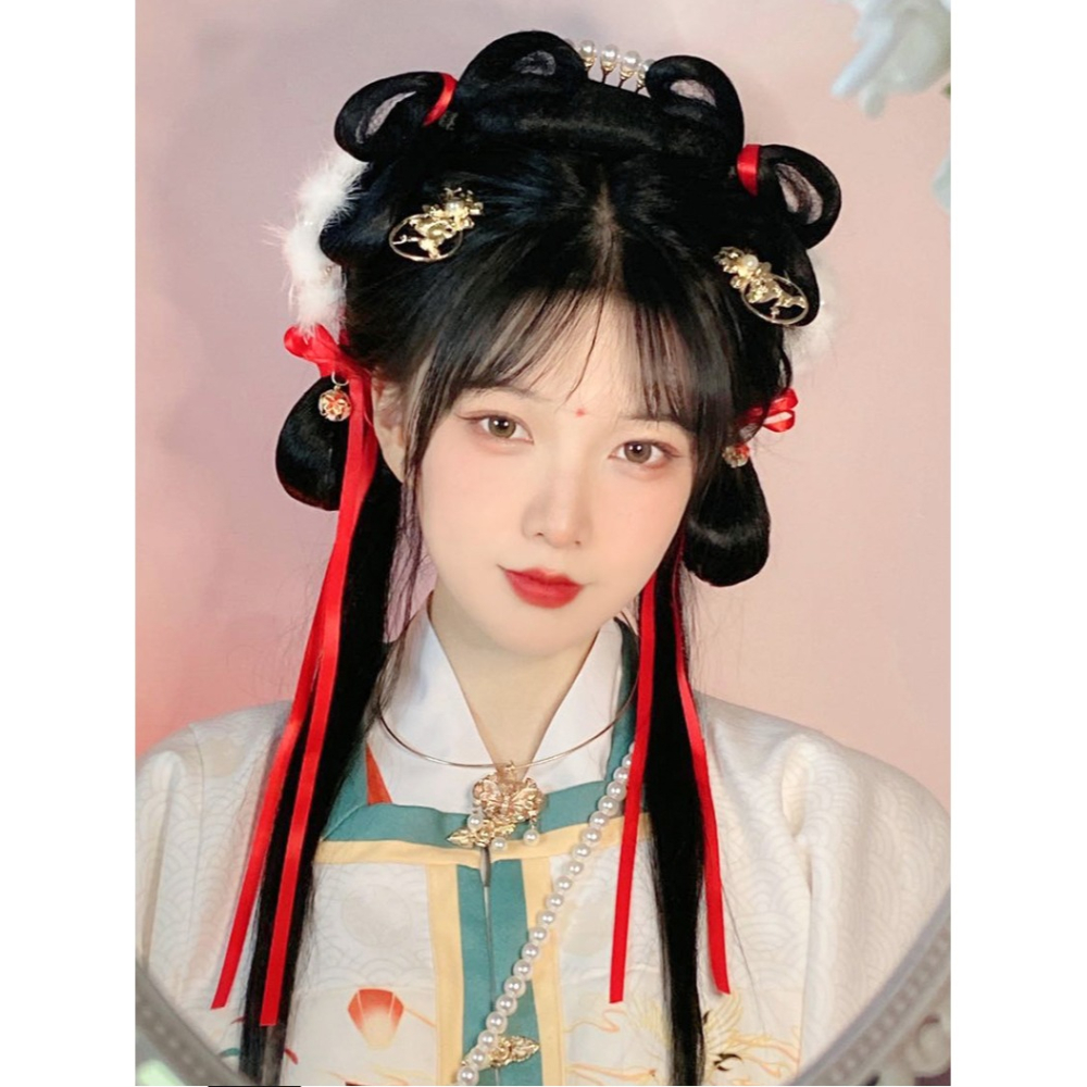 漢服假發包古裝一體式懶人發箍女古風明製造型新手日常墊發發髻-細節圖6