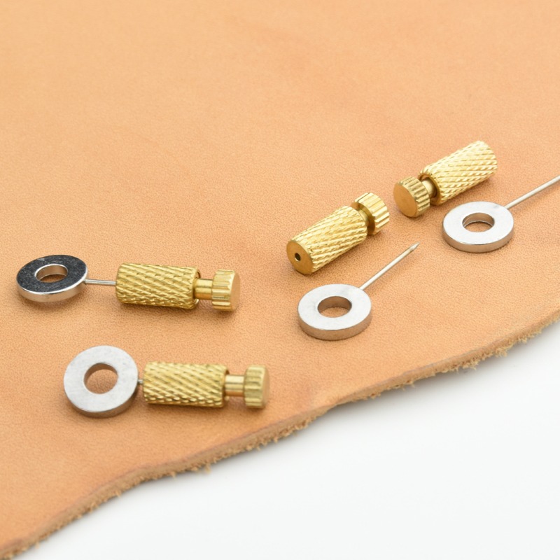 皮革定位針 手工皮革工具DIY 縫線拉鏈固定針 二代加硬金色-細節圖3