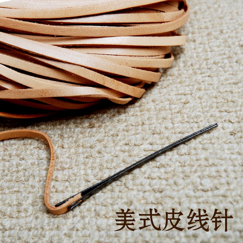 進口皮線針皮繩針縫制皮革鎖邊手縫DIY夾針扁針-細節圖3