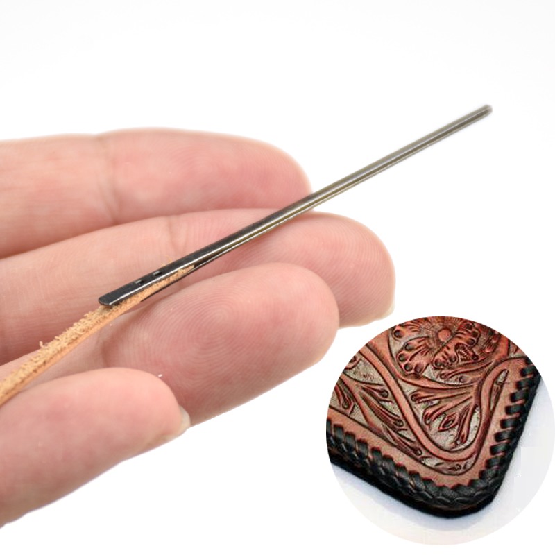 進口皮線針皮繩針縫制皮革鎖邊手縫DIY夾針扁針-細節圖4
