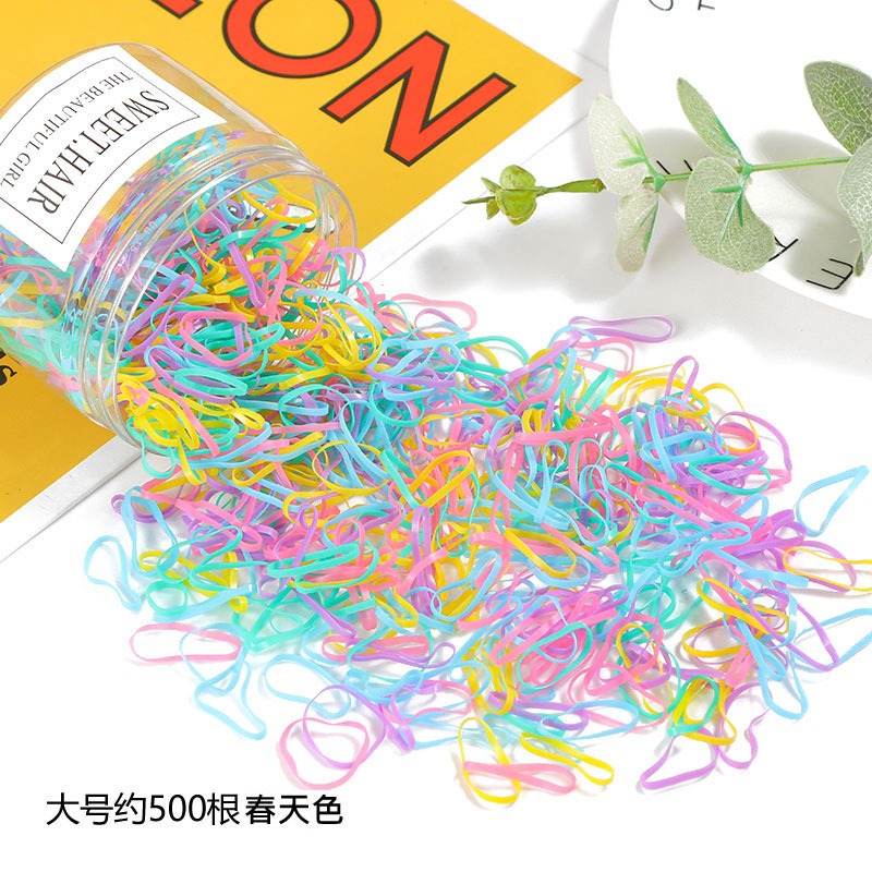 少女心糖果色一次性橡皮筋盒裝發圈兒童寶寶不傷發扎發頭繩頭飾品-細節圖10