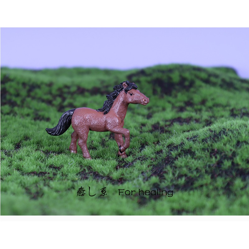 靜態仿真白色棕色黑色小馬小動物微縮微景觀沙盤造景模型擺件玩具-細節圖10