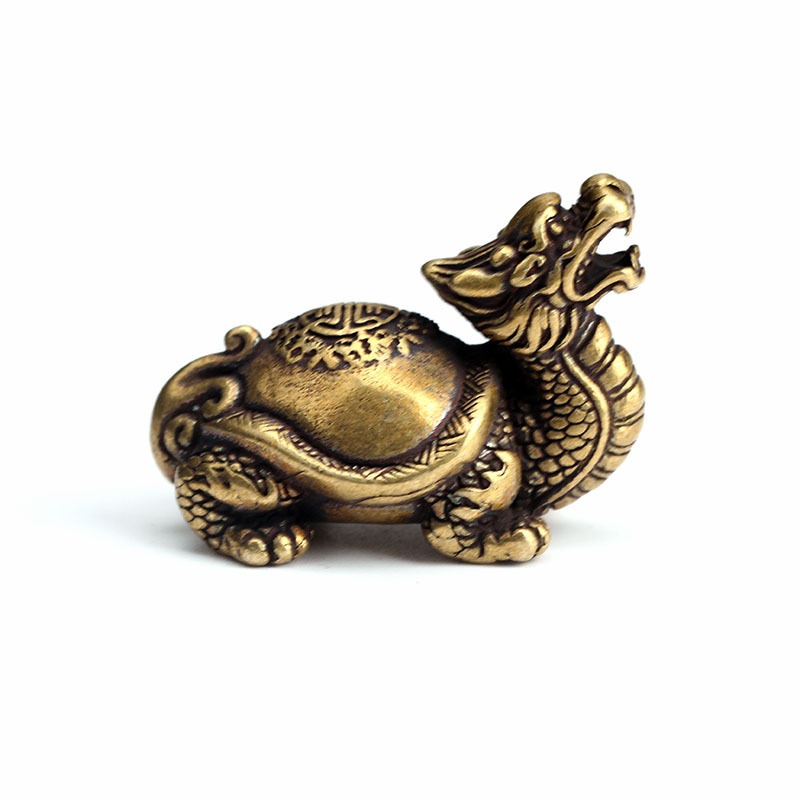 純銅龍龜把玩手把件辦公桌霸下小擺件家居家飾工藝品禮品-細節圖5