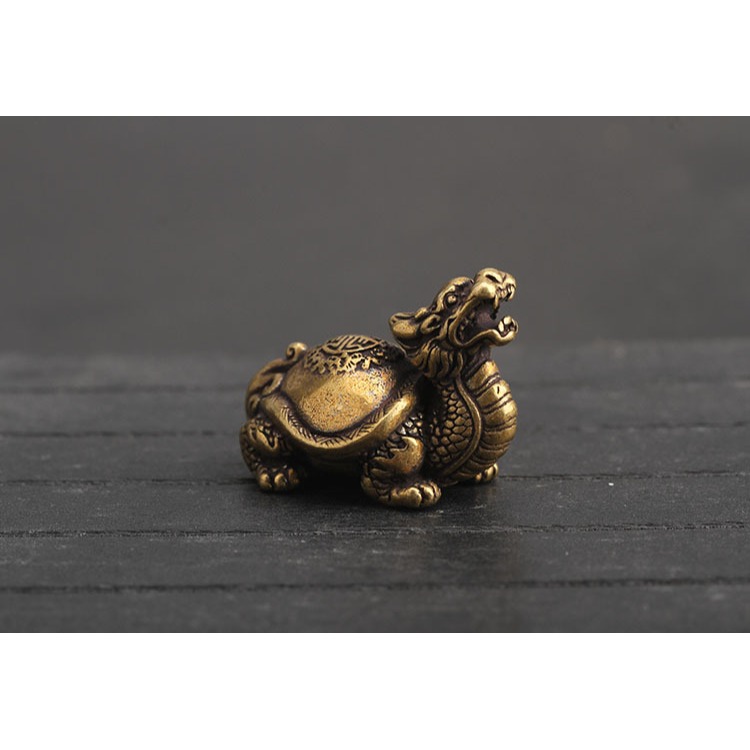 純銅龍龜把玩手把件辦公桌霸下小擺件家居家飾工藝品禮品-細節圖7