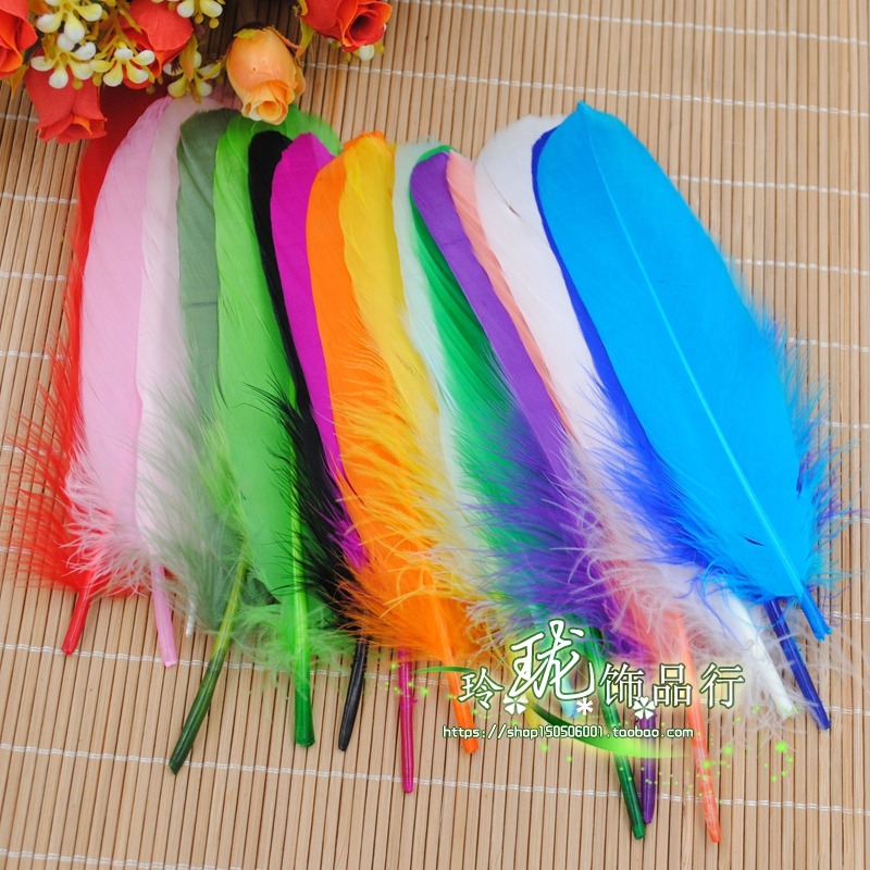 50根diy手工彩色羽毛配件15-20cm大飄羽毛鵝毛帽子服裝輔料配件-細節圖6