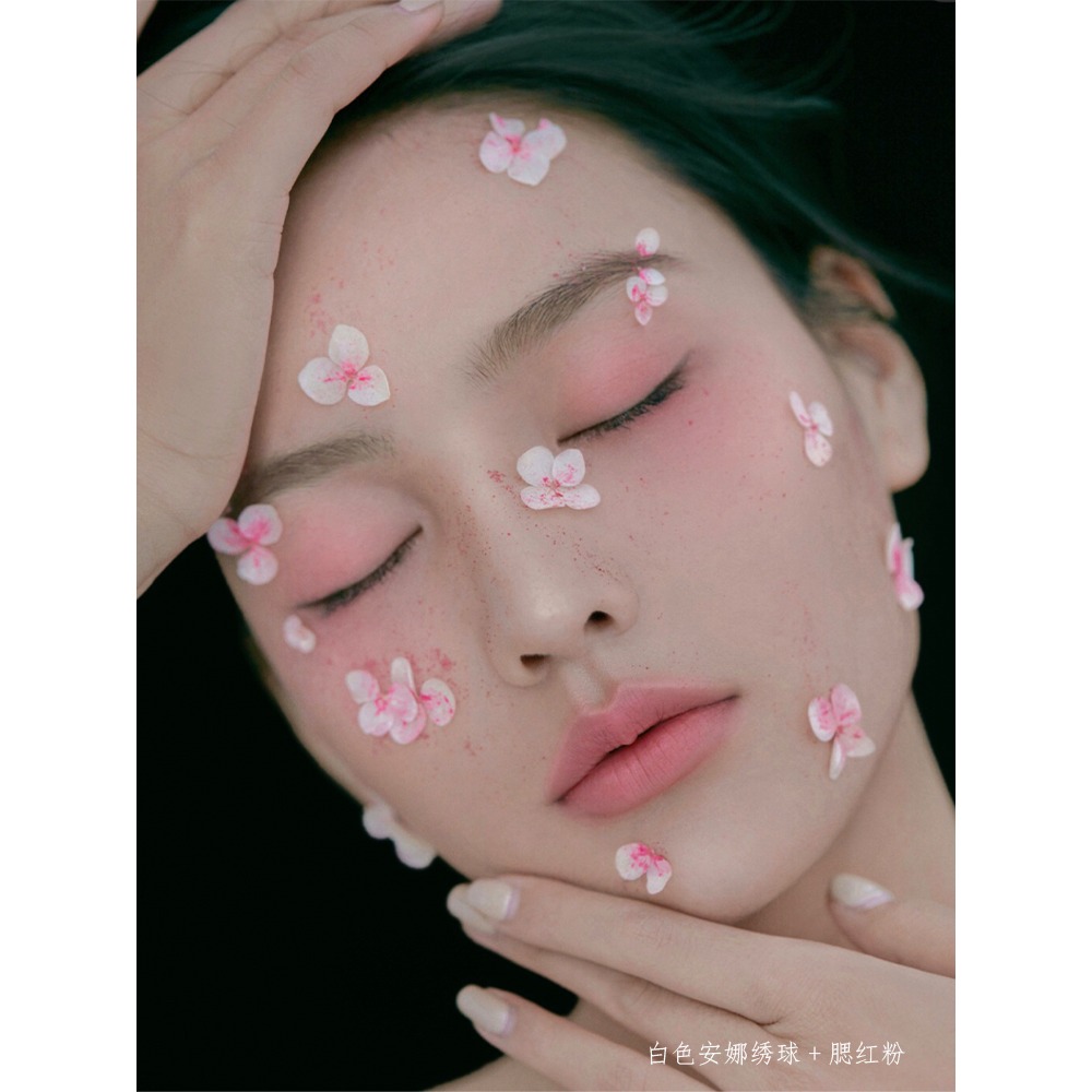 繡球花瓣妝美甲乾花影樓寫真臉部化妝創意造型舞臺節日表演-細節圖2