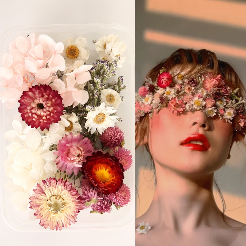 網紅法式矇眼乾花貼臉花瓣蕾絲寫真新娘創意臉部裝飾創意妝容造型-細節圖7