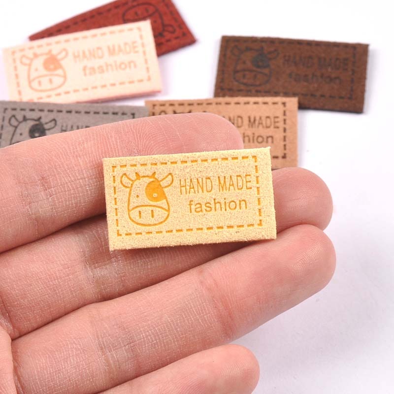 彩色手工製作布標布貼奶牛圖案服飾標簽20個/包-細節圖2