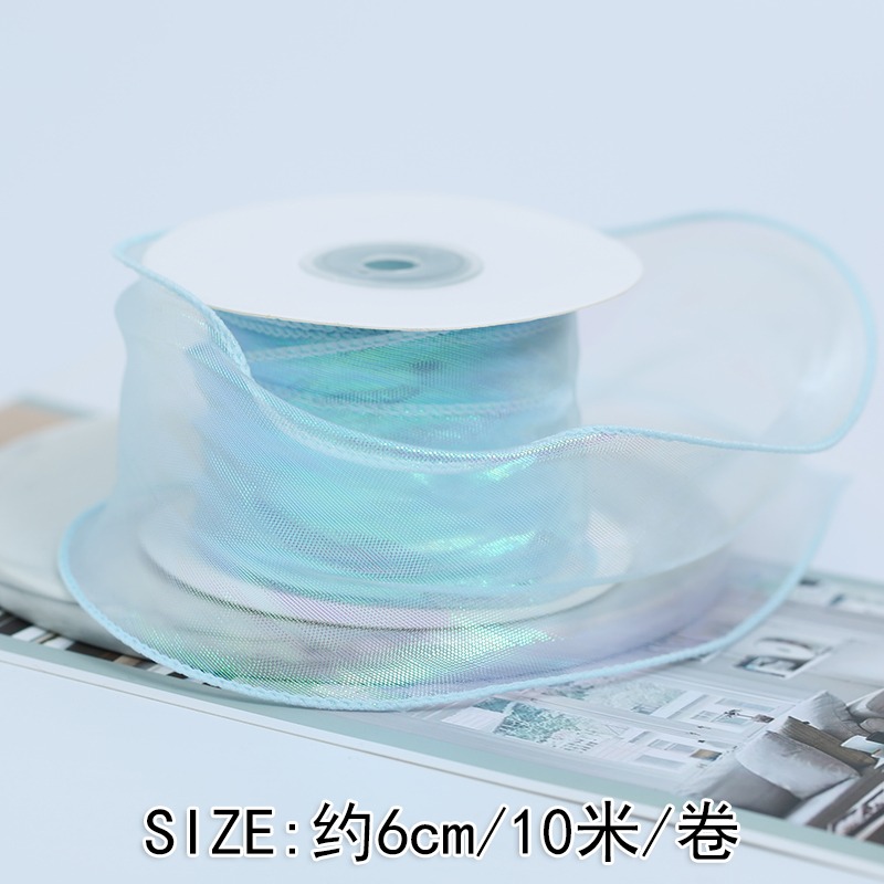 6cm百搭ins風貝殼極光拷邊紗絲帶伴手禮裝飾絲帶diy手工製作發飾-細節圖10