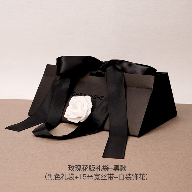 ppw禮物袋子黑色ins風禮品袋手提紙袋大號生日白結婚伴手禮袋禮盒-細節圖9