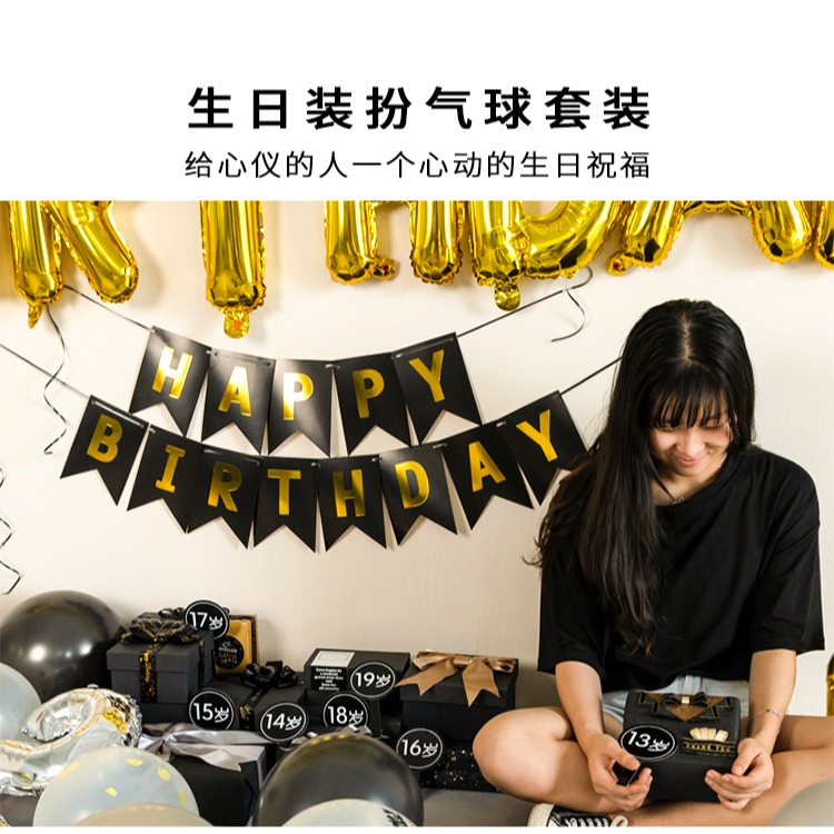 1-20歲禮物盒生日場景裝飾佈置氣球生意浪漫背景墻佈置儀式感聖誕-細節圖9