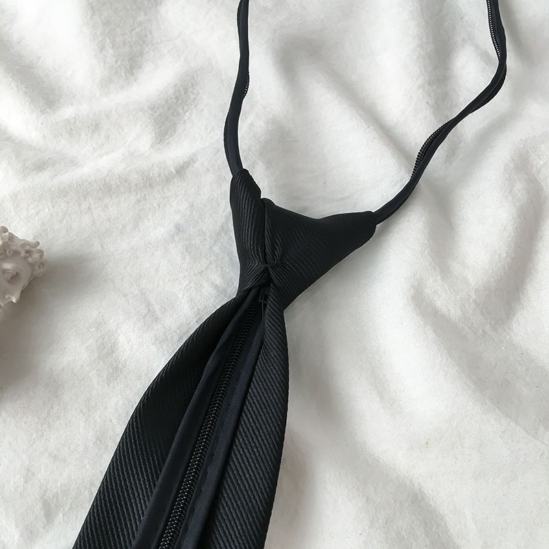 學院風領帶夏季新款女裝百搭學生拉鏈式箭頭型懶人領結潮-細節圖3
