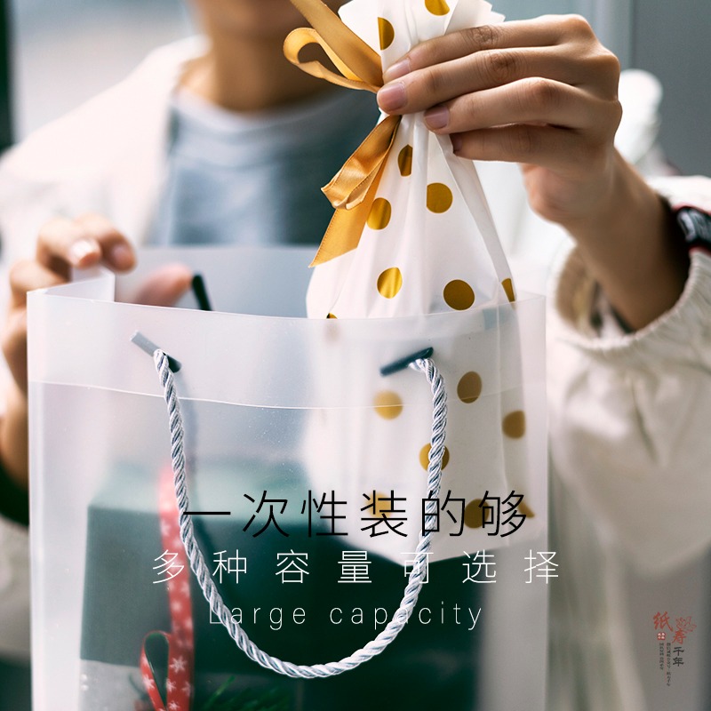 禮品袋小號包禮物的包裝袋精美磨砂質感生日禮品盒透明包裝袋聖誕-細節圖3