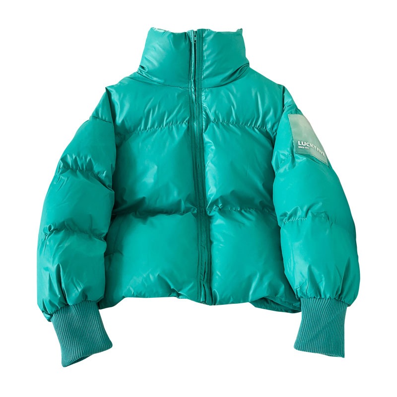 湖綠色短款麪包服女新款冬季加厚羽絨棉服小個子小棉襖棉衣-細節圖5