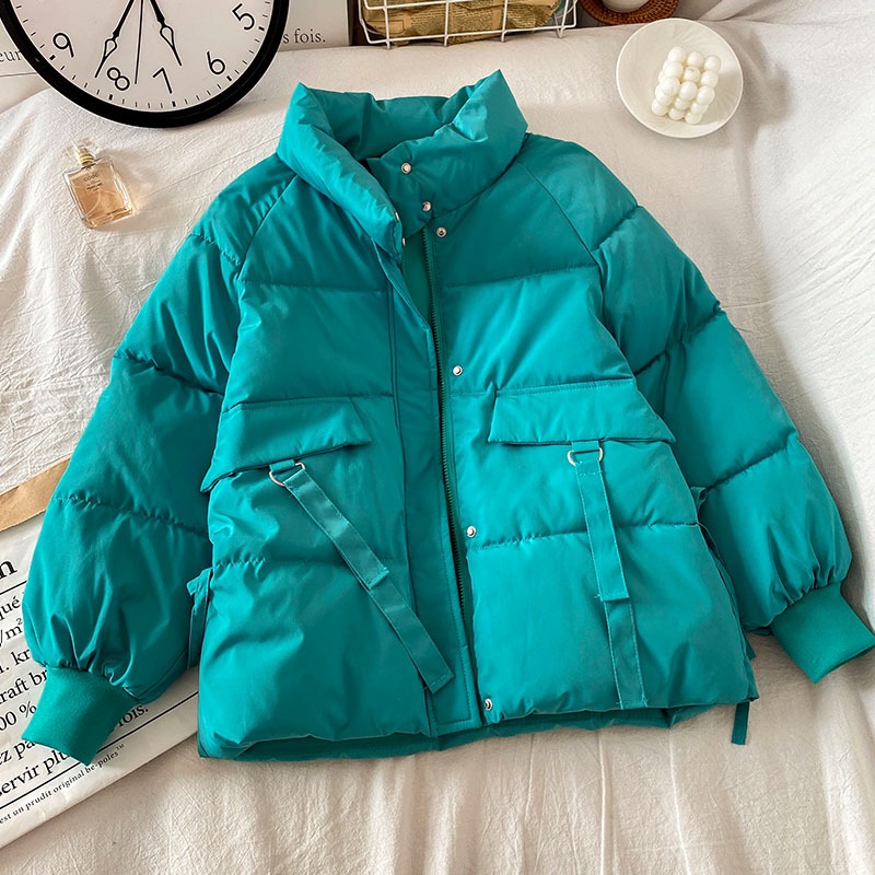 湖綠色小個子麪包服女新款冬天棉服設計感小眾棉衣外套棉襖-細節圖2