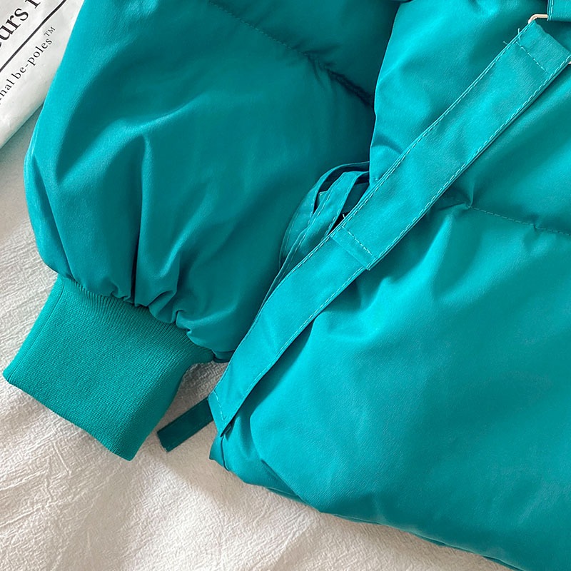 湖綠色小個子麪包服女新款冬天棉服設計感小眾棉衣外套棉襖-細節圖4