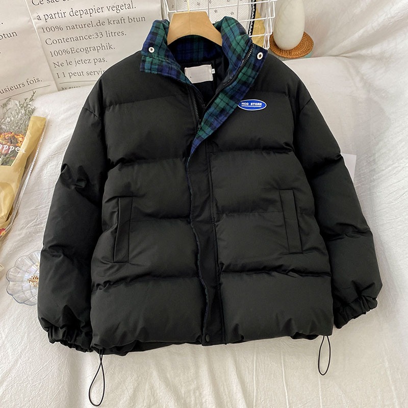白色立領麪包服女新款冬季小個子加厚保暖棉服外套chic-細節圖2