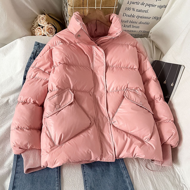 加厚韓系冬裝麪包服女新款冬季粉色小個子冬裝搭配羽絨棉服-細節圖2
