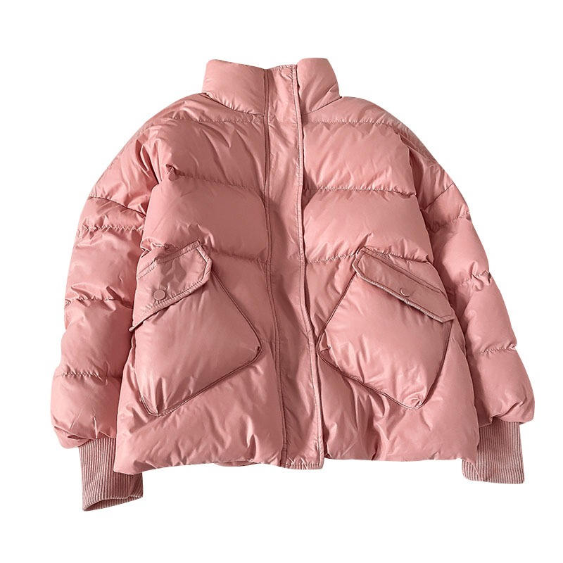 加厚韓系冬裝麪包服女新款冬季粉色小個子冬裝搭配羽絨棉服-細節圖5