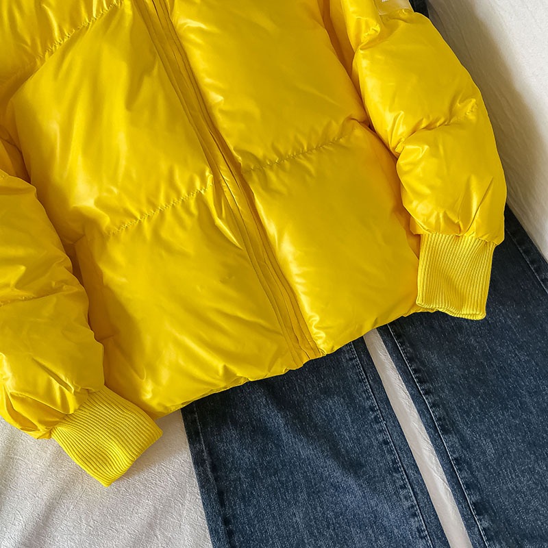 黃色新款秋冬棉服女冬季女生面包服外套ins潮棉襖加厚棉衣-細節圖3