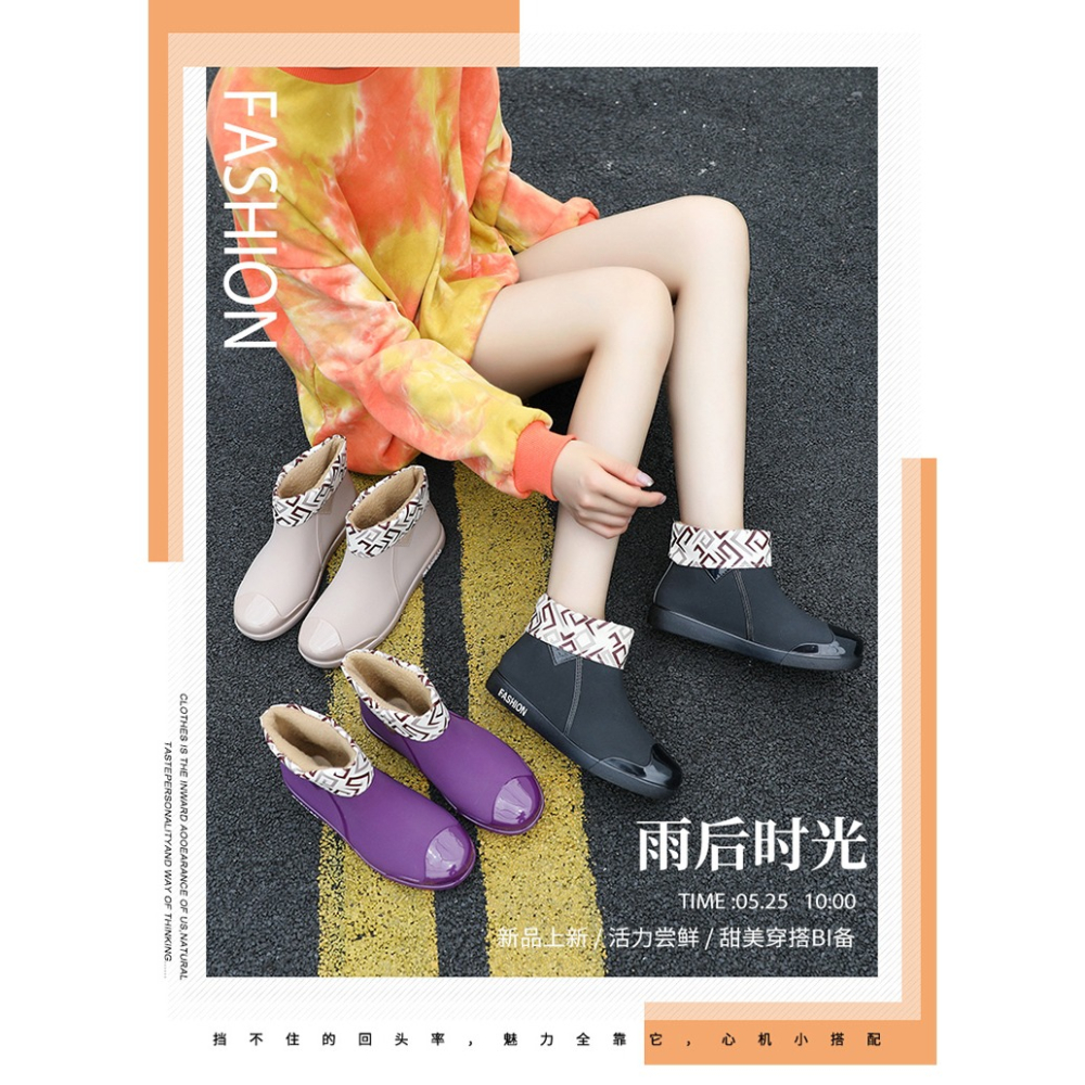 韓國時尚防水鞋雨靴女士款雨鞋防滑短筒外穿兩用廚房工作膠鞋套鞋-細節圖5