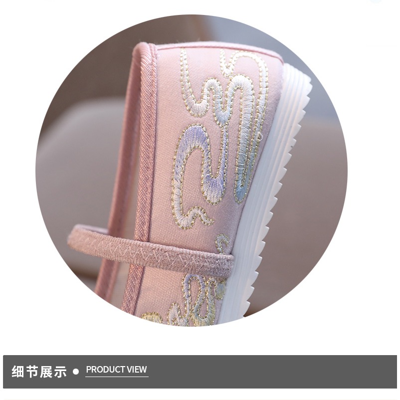 女童繡花鞋春夏季中國風布鞋寶寶古裝表演鞋老北京布鞋兒童漢服鞋-細節圖6
