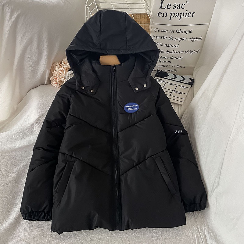 黑色棉服女ins港風新款冬季派克服加厚羽絨棉衣小個子棉襖-細節圖2
