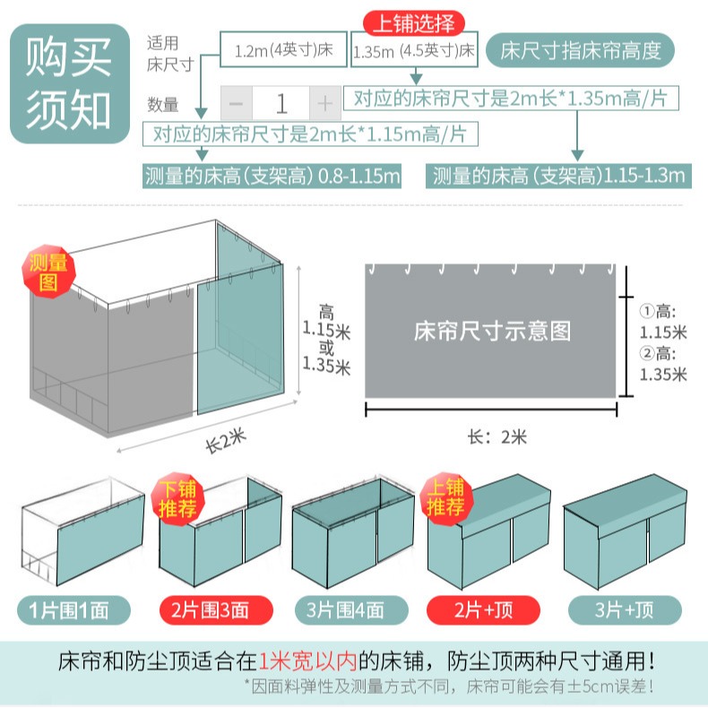 學生宿舍牀簾蚊帳一體式強遮光上鋪窗簾男大學寢室少女下鋪加厚布-細節圖6