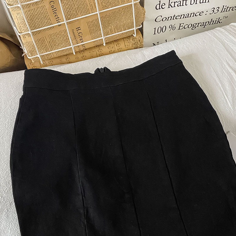 荷葉邊魚尾半身裙女新款冬季包臀冬天配毛衣小個子牛仔裙子-細節圖3