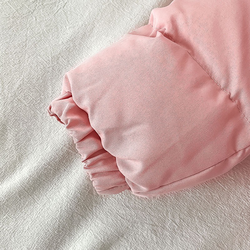 粉色加厚小眾棉服外套女新款韓系冬裝麪包服棉衣假兩件棉襖-細節圖3