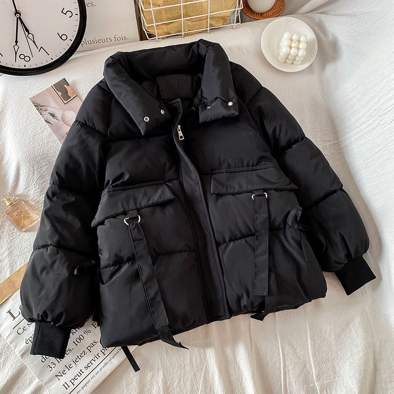 黑色麪包服棉衣女新款冬季小個子棉服加厚ins港風棉襖外套-細節圖2