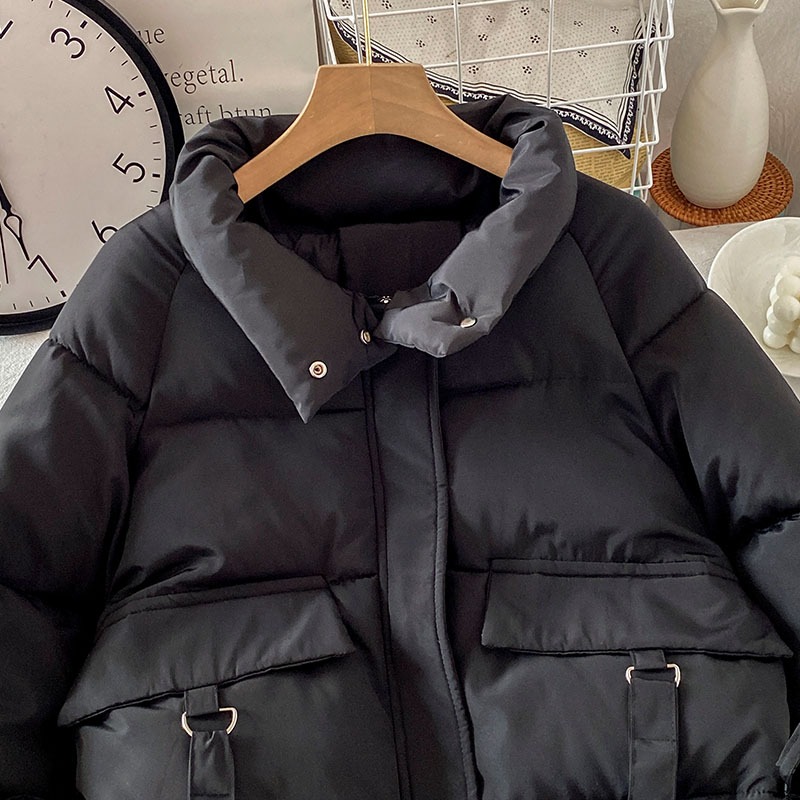 黑色麪包服棉衣女新款冬季小個子棉服加厚ins港風棉襖外套-細節圖3