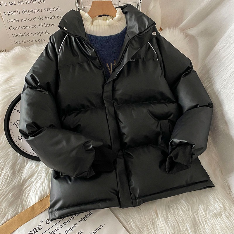 黑色加厚菱格棉服外套女新款冬季女生羽絨棉衣小個子小棉襖-細節圖2