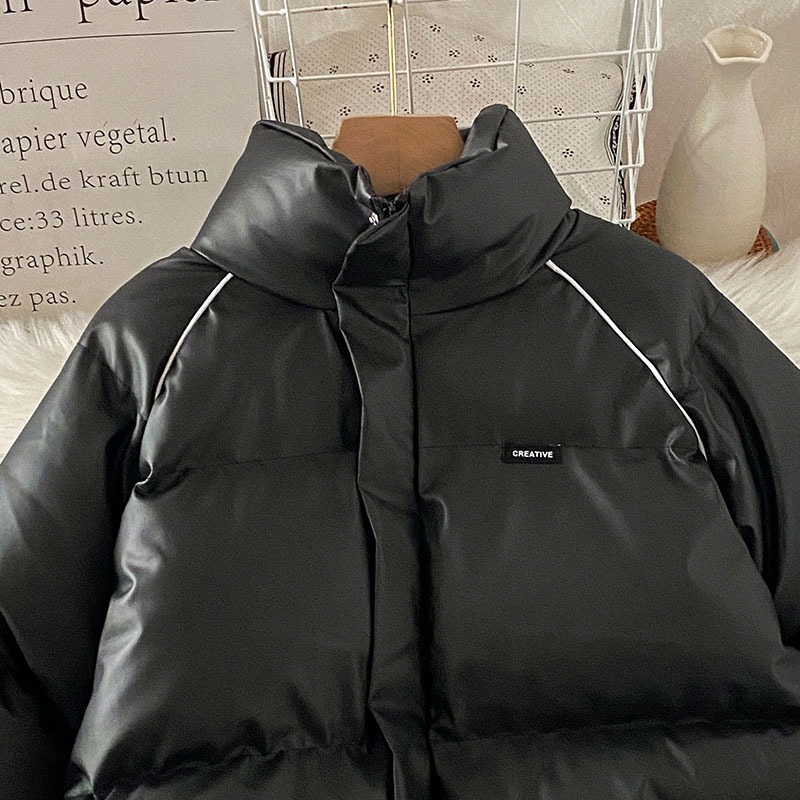 黑色加厚菱格棉服外套女新款冬季女生羽絨棉衣小個子小棉襖-細節圖3