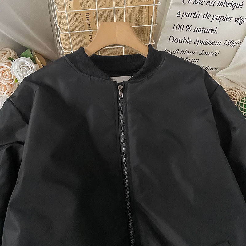黑色女生冬季棒球服棉衣女新款冬天棉服設計感小眾外套-細節圖2
