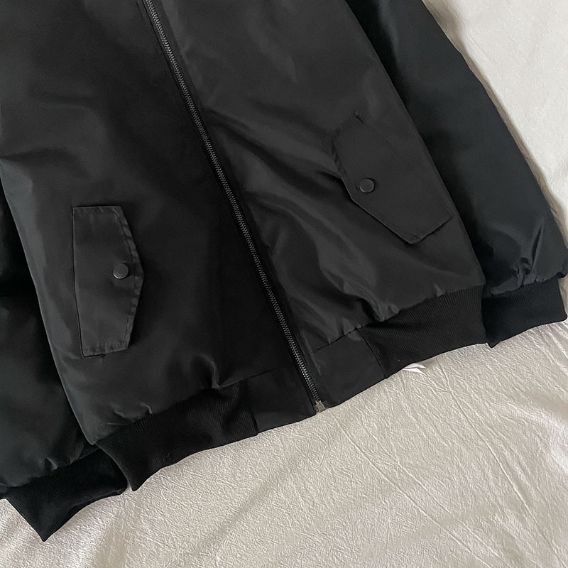 黑色女生冬季棒球服棉衣女新款冬天棉服設計感小眾外套-細節圖3